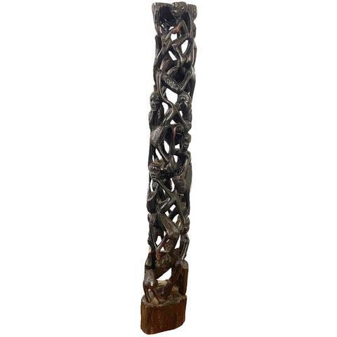 23” Ebony Makonde Tree of Life African Figurine & Carving |Ujamaa Ebony African Art | African Carving | African Mask | Wood Sculpture