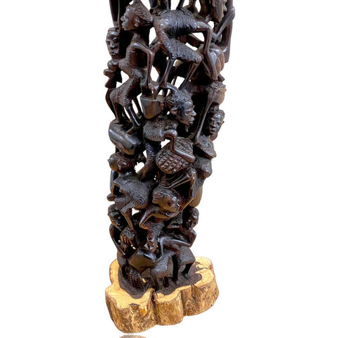 25” Ebony Makonde Tree of Life African Figurine & Carving |Ujamaa Ebony African Art | African Carving | African Mask | Wood Sculpture