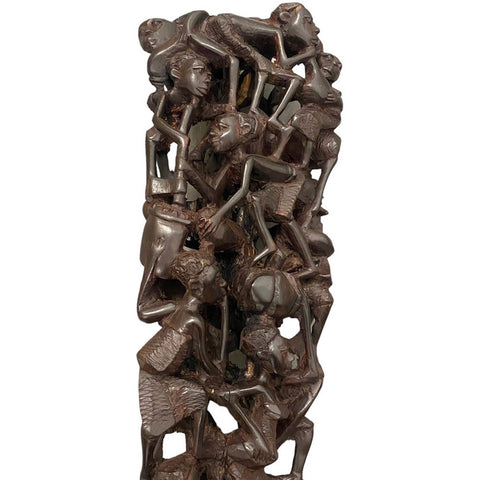 26” Ebony Makonde Tree of Life African Figurine & Carving |Ujamaa Ebony African Art | African Carving | African Mask | Wood Sculpture