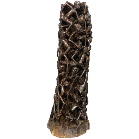 24” Ebony Makonde Tree of Life African Figurine & Carving |Ujamaa Ebony African Art | African Carving | African Mask | Wood Sculpture