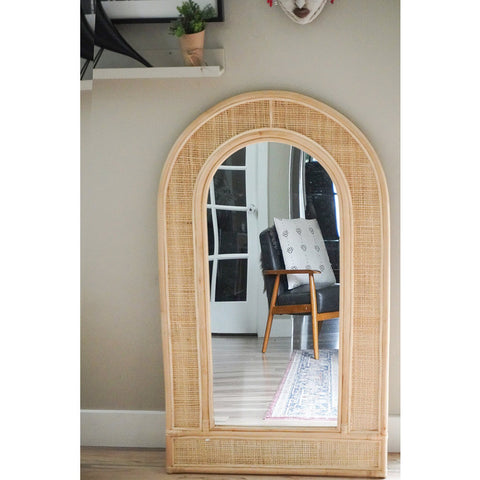 Large Handmade Rattan Mirror | Wall Decor Mirror | Rattan Furniture | Bohemian Home Decor | Boho Decor | Wall Mirror | Raffia Wall Mirror
