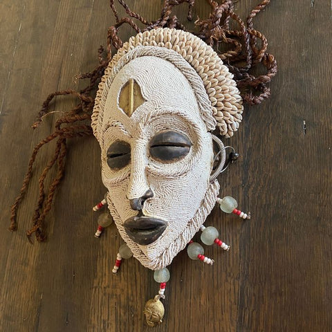 XL Baule Beaded African Mask | African Tribal Mask | African Art | Tribal Mask | Tribal Art | Wooden Mask | African Masks | African Wall Art